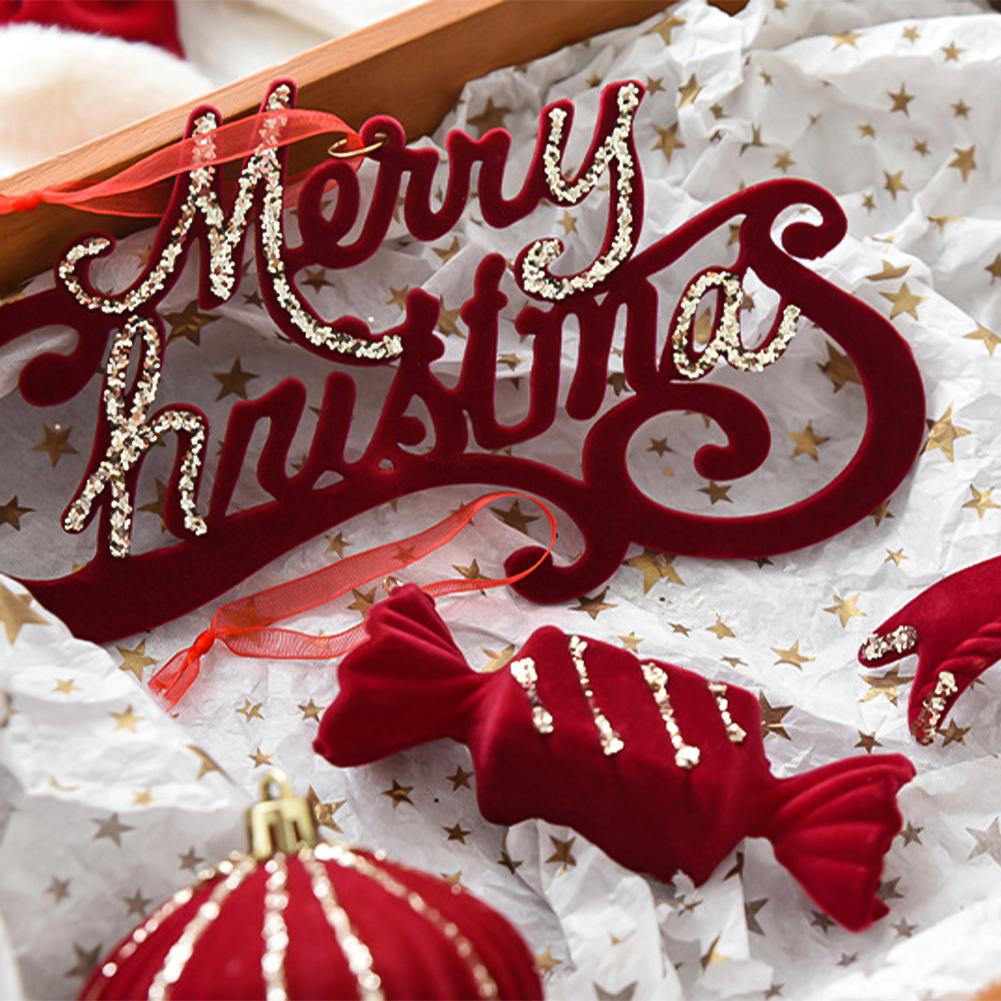 Flannel Surface Red Bow Christmas Tree Decoration 3D Plastic Ornament Fake Snow Winter Decorations for New Year