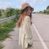 Lamerry Durchsichtiger Sommer-Strick-Bikini-Schutzaprikose Kostenloser Badeanzug, Strickjacke, Oberteil, Schutz, Durchsichtige Strandbekleidung, Überwurf, Körperbedeckend, Damen, Weiß, (JP,