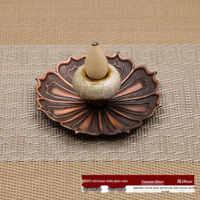 Japanese Glass Lotus Incense Holder: Dual-Use Aromatherapy & Backflow Burner