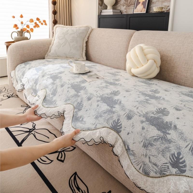 Vintage White Lace Elbow-rest Mats Chenille Loveseat Chair Pads Mid-Century Frech Aesthetic Anti-skid All-weather Plant Mattress Covers
