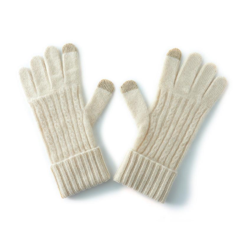 Touch Screen Gloves Cashmere Autumn and Winter New Style Unisex Striped Warm Cycling Windproof Knitted Five Finger
