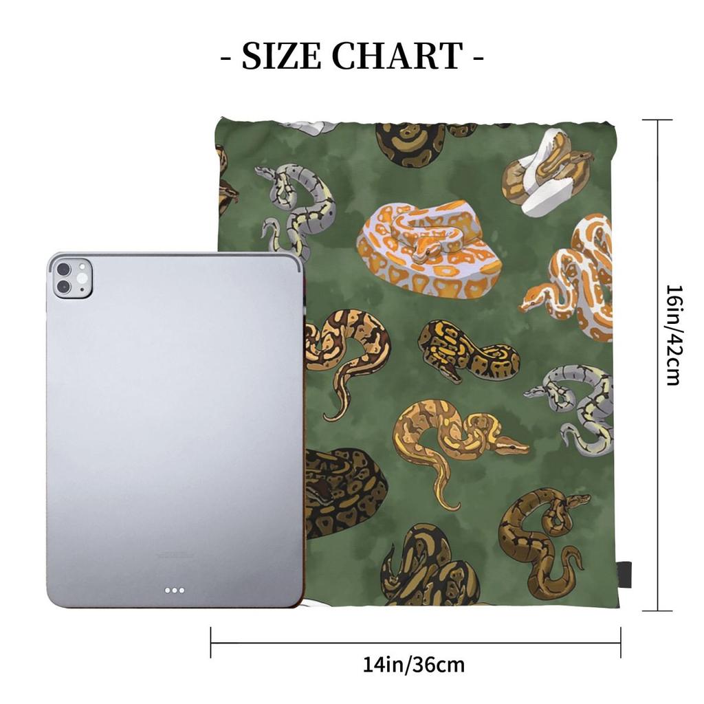 Ball Python Morphs Pattern Moss Green Backpacks Multi-function Drawstring Bags Shoes Bag Book Bags for Travel School