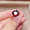 Wosikate Vintage Geometric Shape 10*10Mm Garnet Red Ruby Rose Gold Plated Wedding Ring For Women Copper Jewelry Finger Ring Open