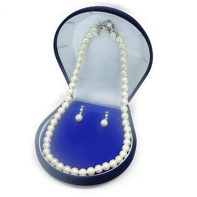 [Your and My Jewelry Box] Domestic Pearl Necklace and Earring Set (8.0mm Pearls) - Genuine Shell Pearl Necklace and Earring Set Made In Japan 9811