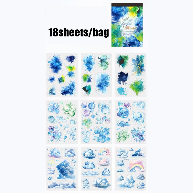 Mr Paper 18pcs My Speckled World Series Watercolour Swoosh Die-Cut Sticker Book Handbook Material Collage DIY Scrapbook Photo