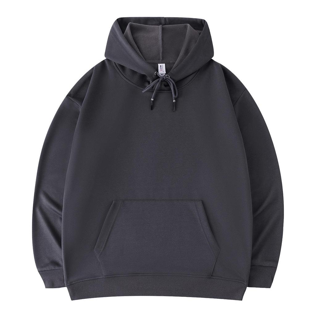 Loose Oversized Drop Shoulder Hooded Pullover Sweatshirt with Pocket - Solid Color, European Size, Customizable Design