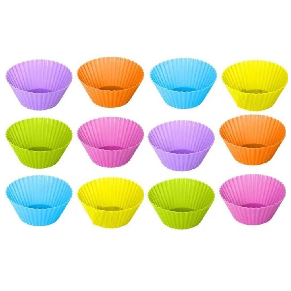 12pcs Silicone Baking Cups High Temperature Resistant Food Grade Silicone Muffin Cups for Party