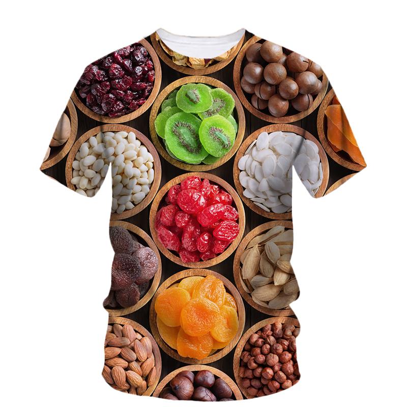 Fashion Fun New Ziarna Orzechów Graphic T Shirts For Men Summer Trend Personality Delicacy Pattern Printed O-neck Short Sleeve