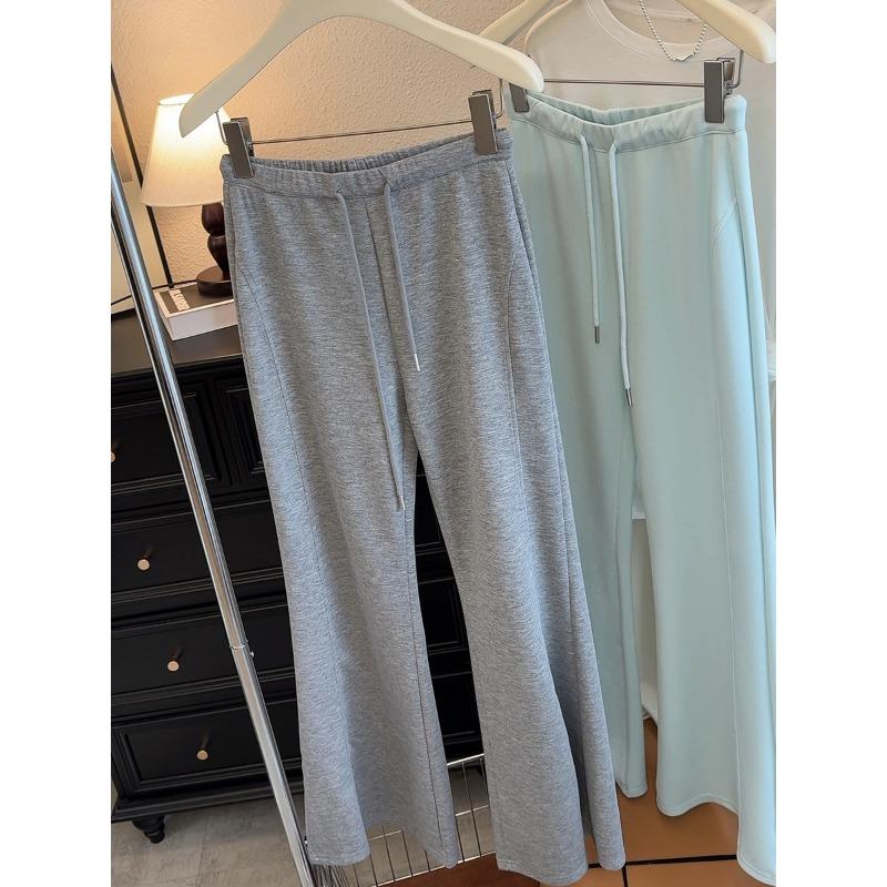

Summer new women s clothing micro-pull pants solid color Mudale high waist drape and thin versatile casual sweatpants women L светло-серый