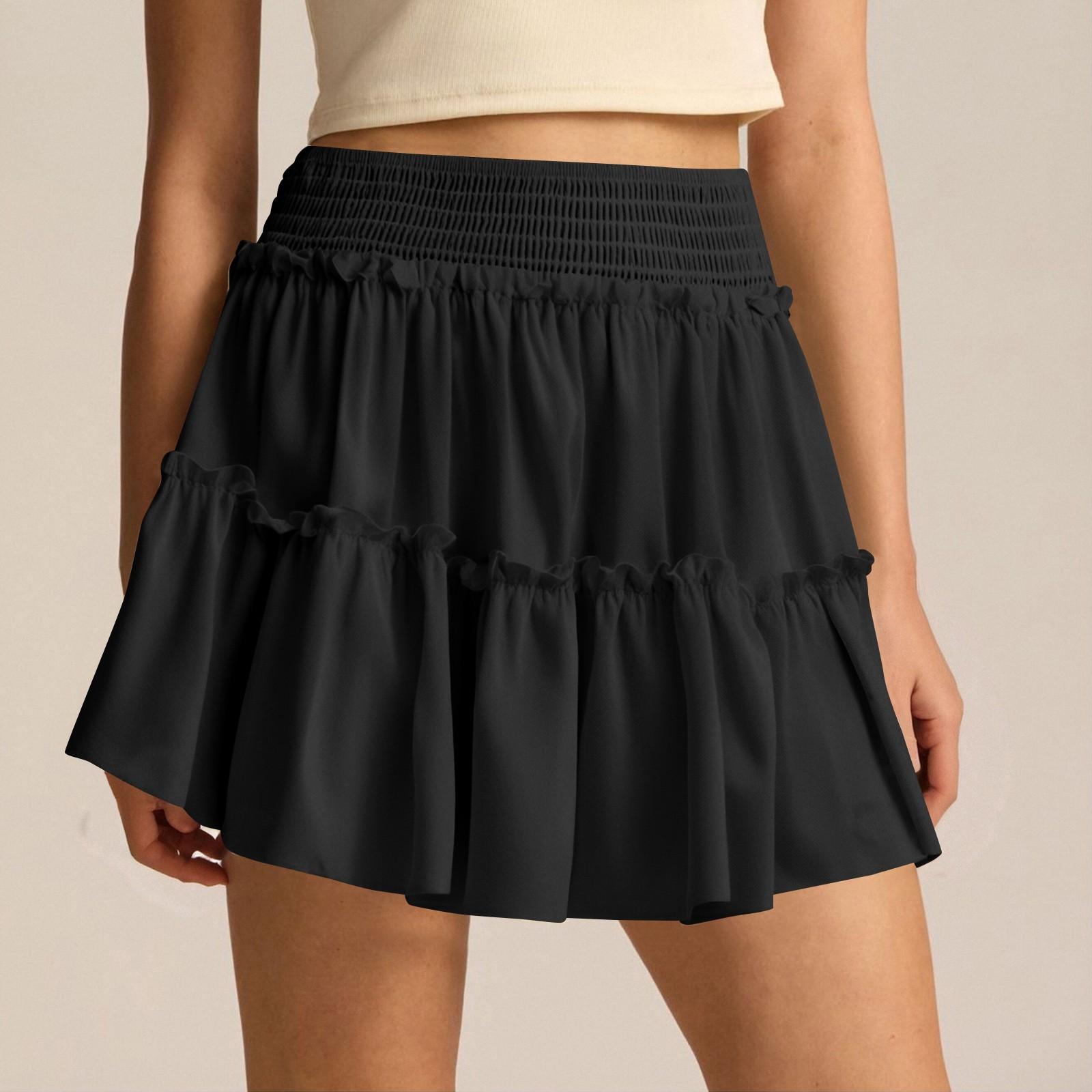 

Женские юбки макси с цветочным принтом, летние платья-трубы, длинная плиссированная пляжная юбка А-силуэта S чёрный