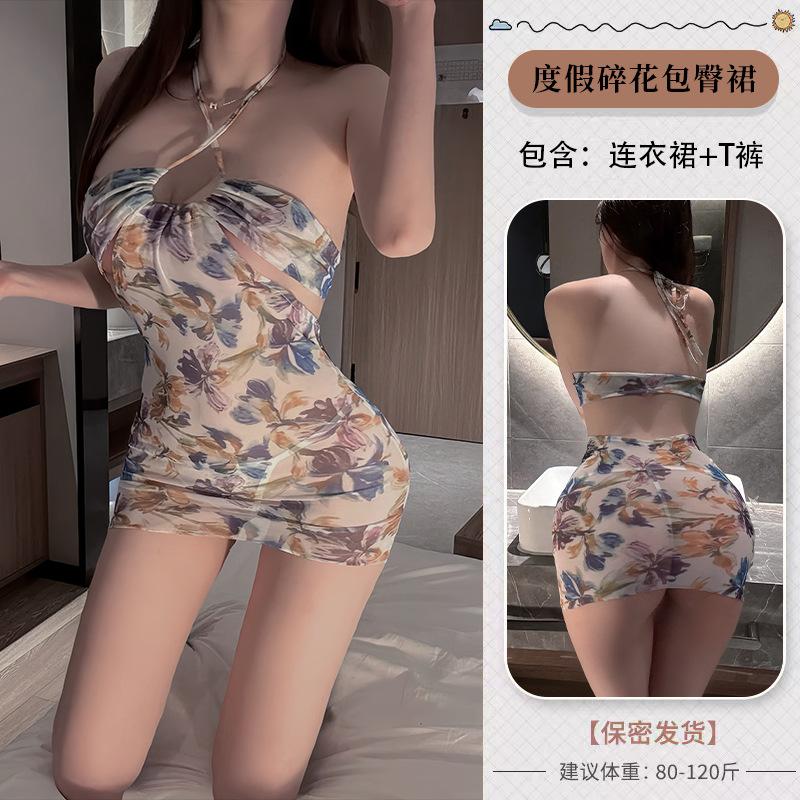 Fun underwear, deep ditch sexy dress, beach style hip skirt, fun summer naked back sex dress