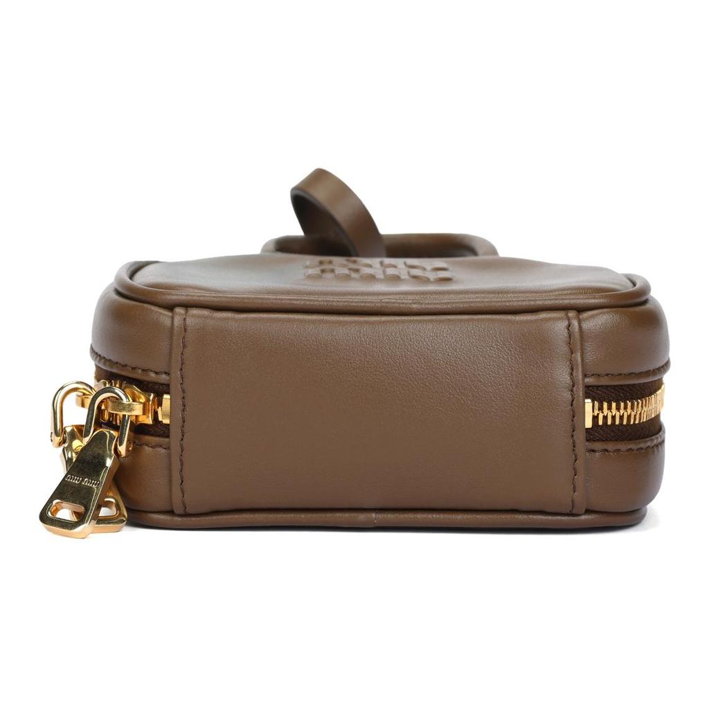 MIU MIU Miu Miu Trick Geprägtes Logo Reißverschluss Kalbsleder Taschenanhänger Münzbörse Regulär Damen Tundra