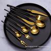 Holy Fire Schwarz & Gold Edelstahl Besteckset: Messer, Gabel, Löffel für westliche Küche