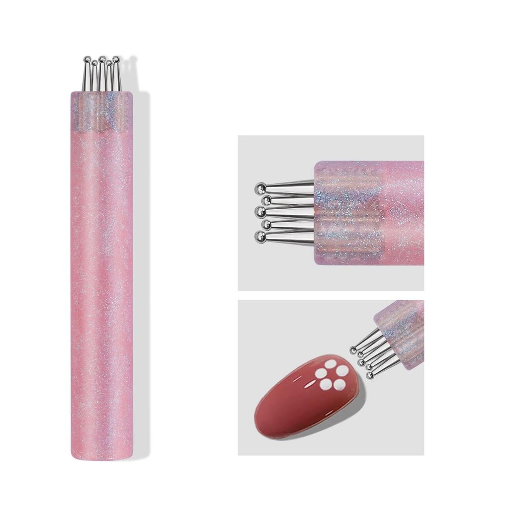 Dotting Pen Set - 5-Bladige Bloem Tool met Glitter Stick, Multi-Ontwerp voor Dotting en Oppakken