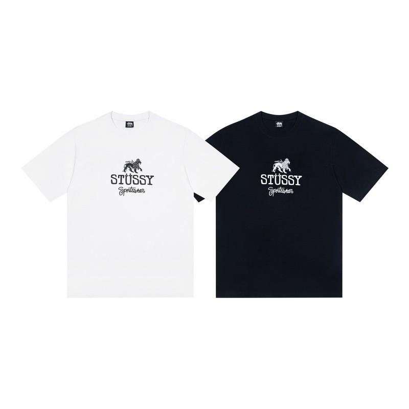 Stussy Nera 8 Classica Filigrana Stampa Lettere 2025 Unisex Streetwear Vestibilità Larga Maglietta in Cotone
