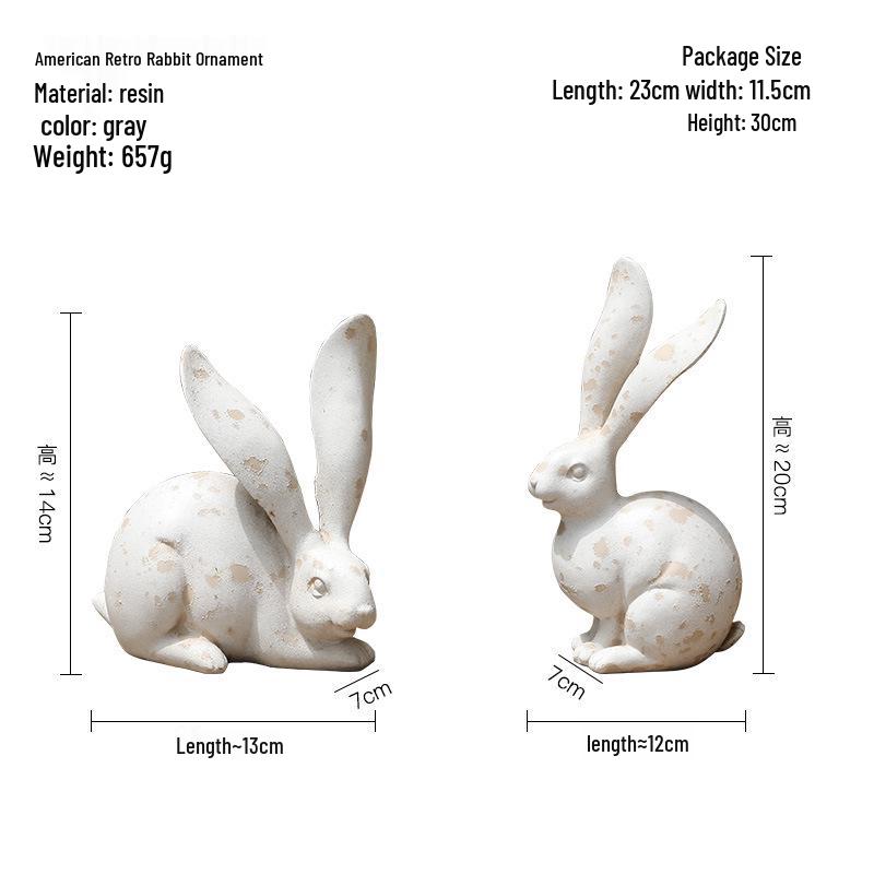 Nordic Cute White Rabbit Resin Figurine - Home Decor & Photo Prop