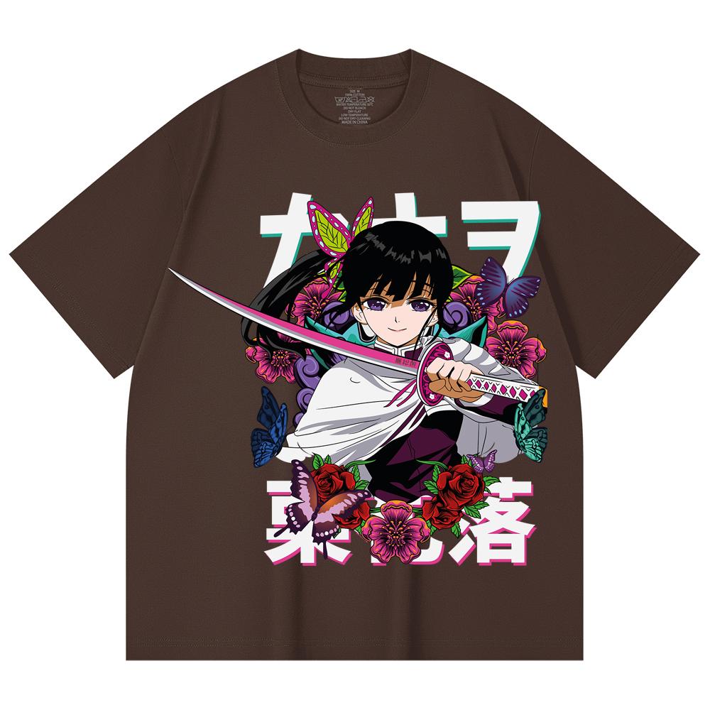 230 Gsm 100% Cotton Demon Slayer V99 Kanao Print Unisex Heavy Cotton T Shirt