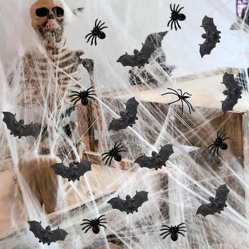 Mini Halloween Bats Spiders Plastic Decorations Realistic Detail Safe User friendly Holiday Party Supplies Indoors Outdoor Decoration