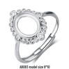 925 Silver Plated Open DIY Ring Base with Amber Gemstone for Women
