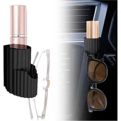Upgraded 2-in-1 Car Chapstick Holder No Melt & Car Sunglasses Holder,Silicone Insulated Chapstick Holders for Cars As Chapsticks Organizer,Upright
