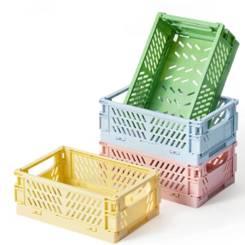 

4 шт. Мини Складной Пластиковый Ящик для Хранения, Настольный Органайзер для Студента, Лента для Рукописного Счета, Складная Корзина для Канцелярских Товаров, Корзина для Хранения