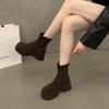 7cm dicke Plateausohle elastische dünne Stiefel Damen 2025 Herbst neu Französische höhenvergrößernde kleine Muffin-High-Heels kleine Kurzstiefel