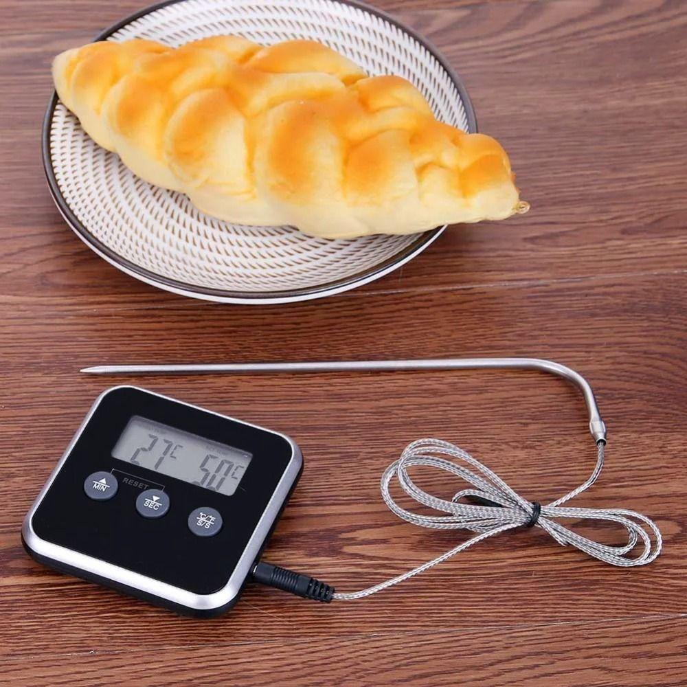 Long Probe Digital Food Thermometer Timed Waterproof Grill Temperature Tester Battery-powered Convertible Units
