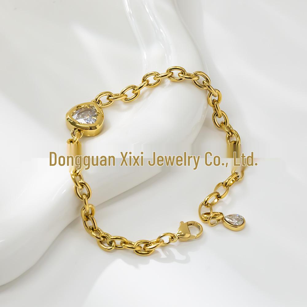 18K Gold-Plated Zirconia & Titanium Steel Women s Fashion Bracelet