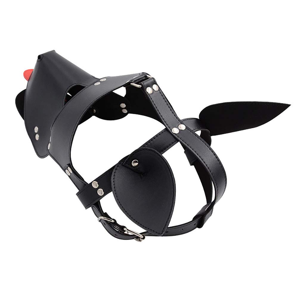 Warmtrees SM Dog Leather Hentai SM Dog Slave Party Couples Blindfold Full Head Restraint Breathable Popular for SM Fetish Black Mask, Mask,