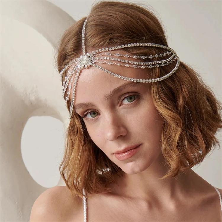 Glittering Diamond Hairband Multi Layer Wedding Hair Jewelry Forehead Headband
