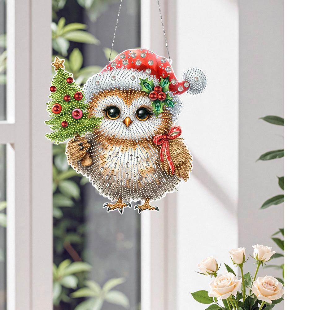 2D/Flat Xmas DIY Hanging Diamond Art Kits Double Side Print Single Dide Drill Diamond Art Acrylic Pendant Wall Door Decoration