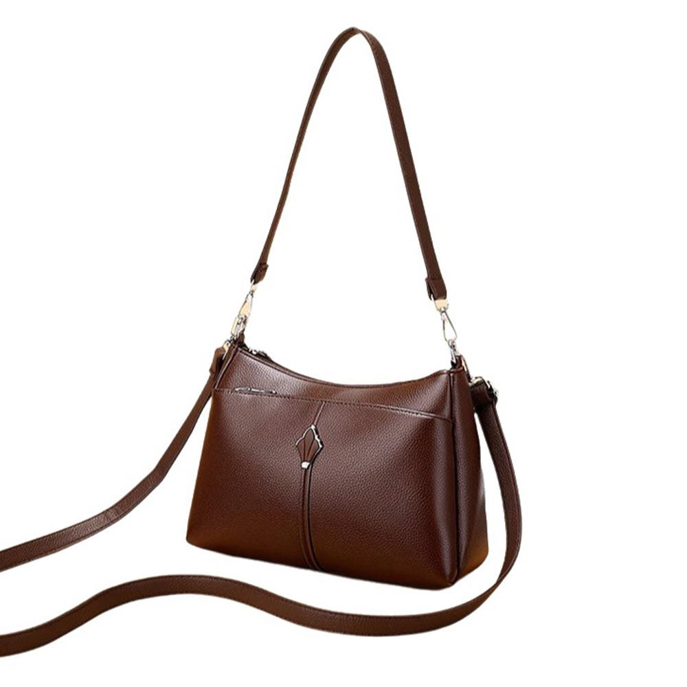 

Soft Leather Women s Bag Simple Design Large Capacity Shoulder Bag Leisure Style Casual Style Crossbody Bag Urban Use кавовий