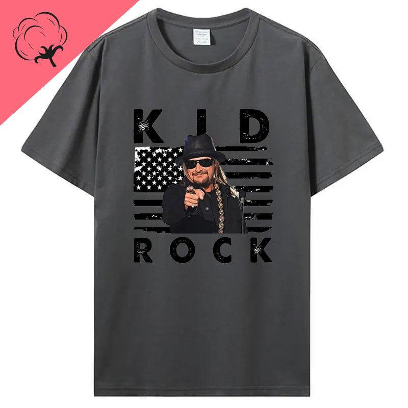 Playera Kid Rock Crossed Guns Front Classic TShirt Retro Style 100 Cotton ONeck Short Sleeve Camisa Roll Music Streetwear Tee