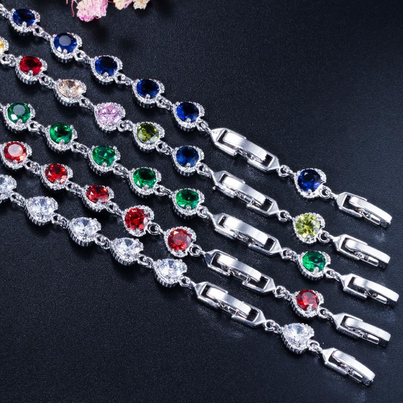 Braccialetto da Donna con Catena e Strass di Cristallo a Forma di Cuore per Gioielli Accessori Quotidiani da Festa
