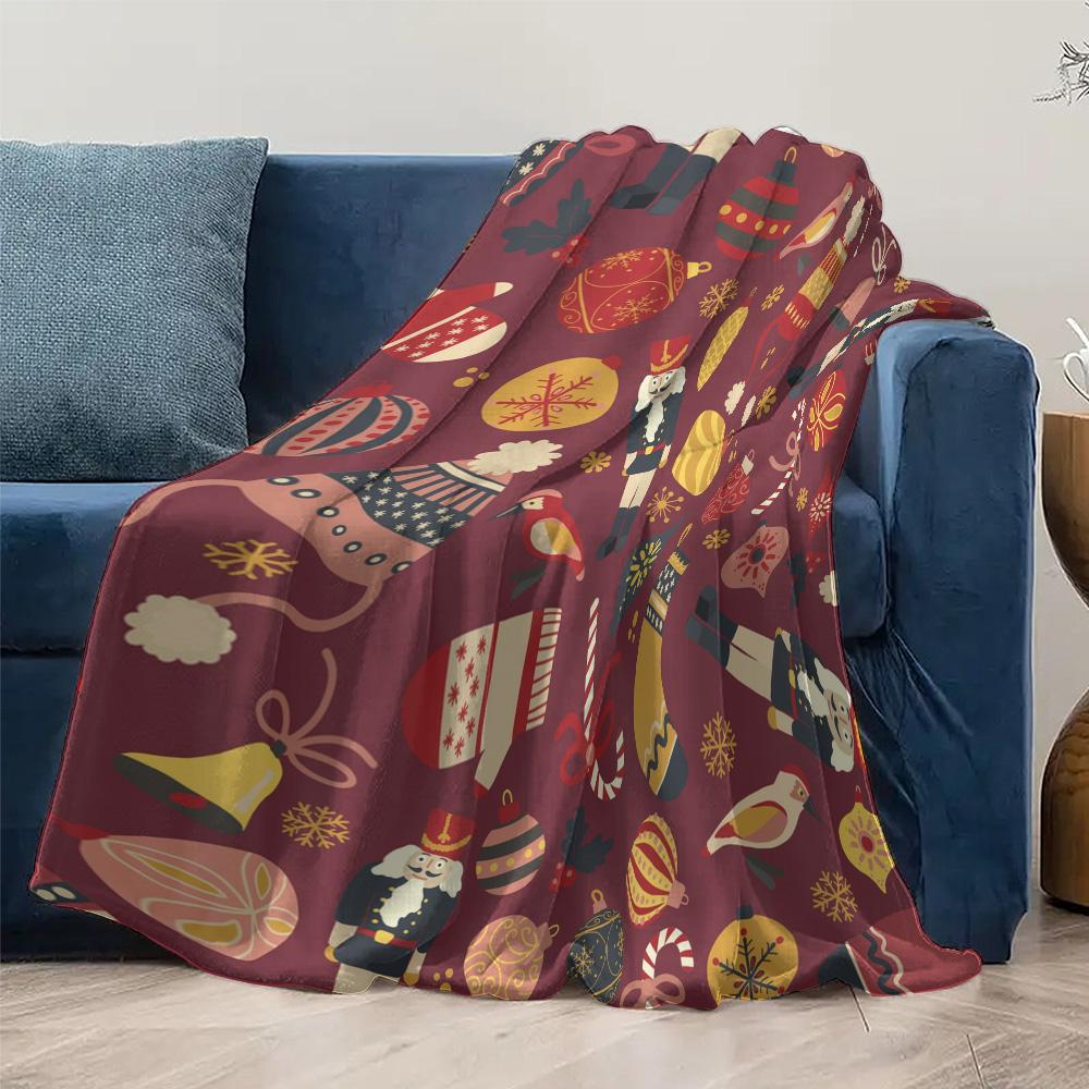 TU Festive Holiday Throw Blanket Cozy Christmas Decor Reversible Flannel Blanket Warm Winter Bedding Gift Idea Home Accent