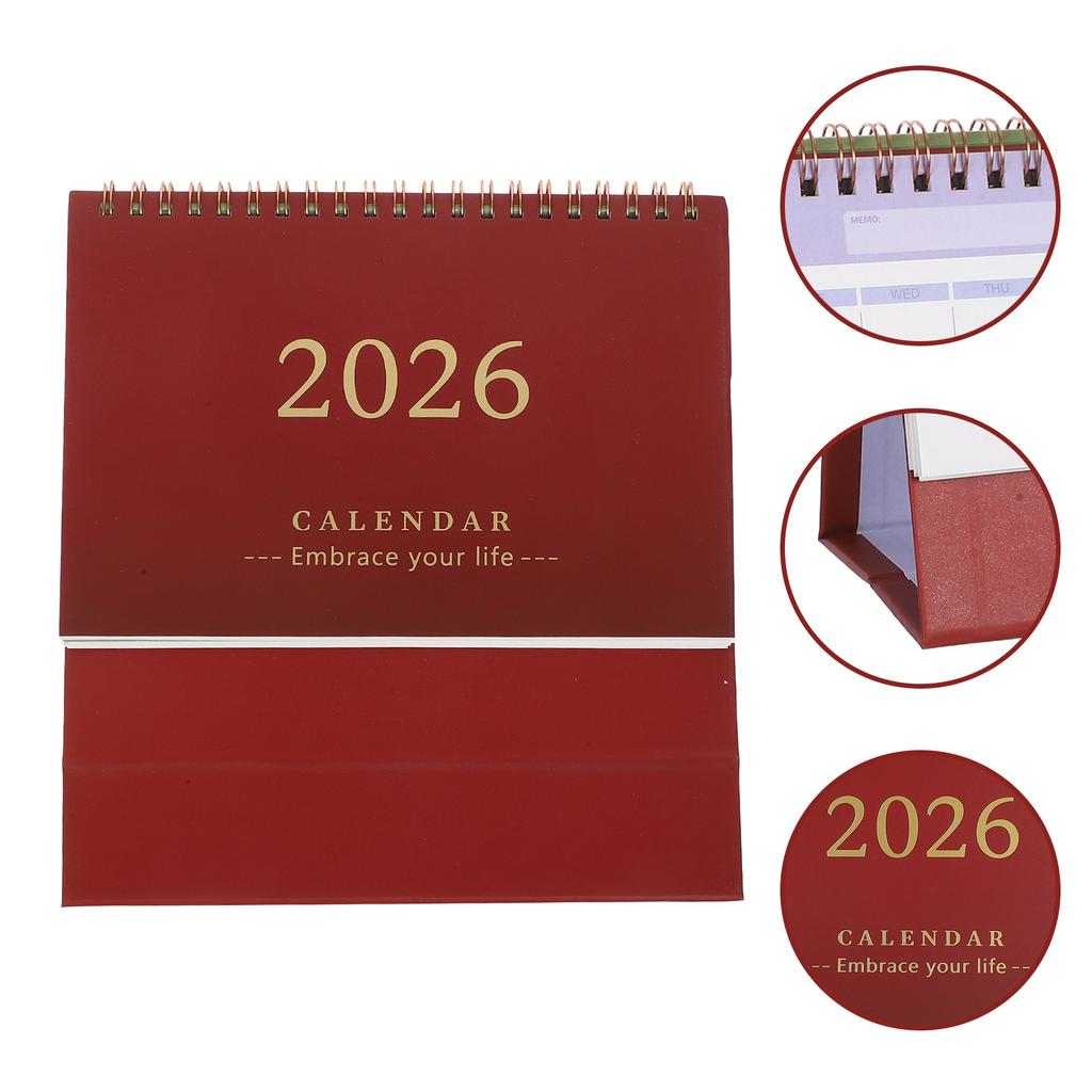 Small Desk Calendar 2026 Minimalist Desktop Flip Stand Planner Compact Monthly Table Calendar for Home Office Use