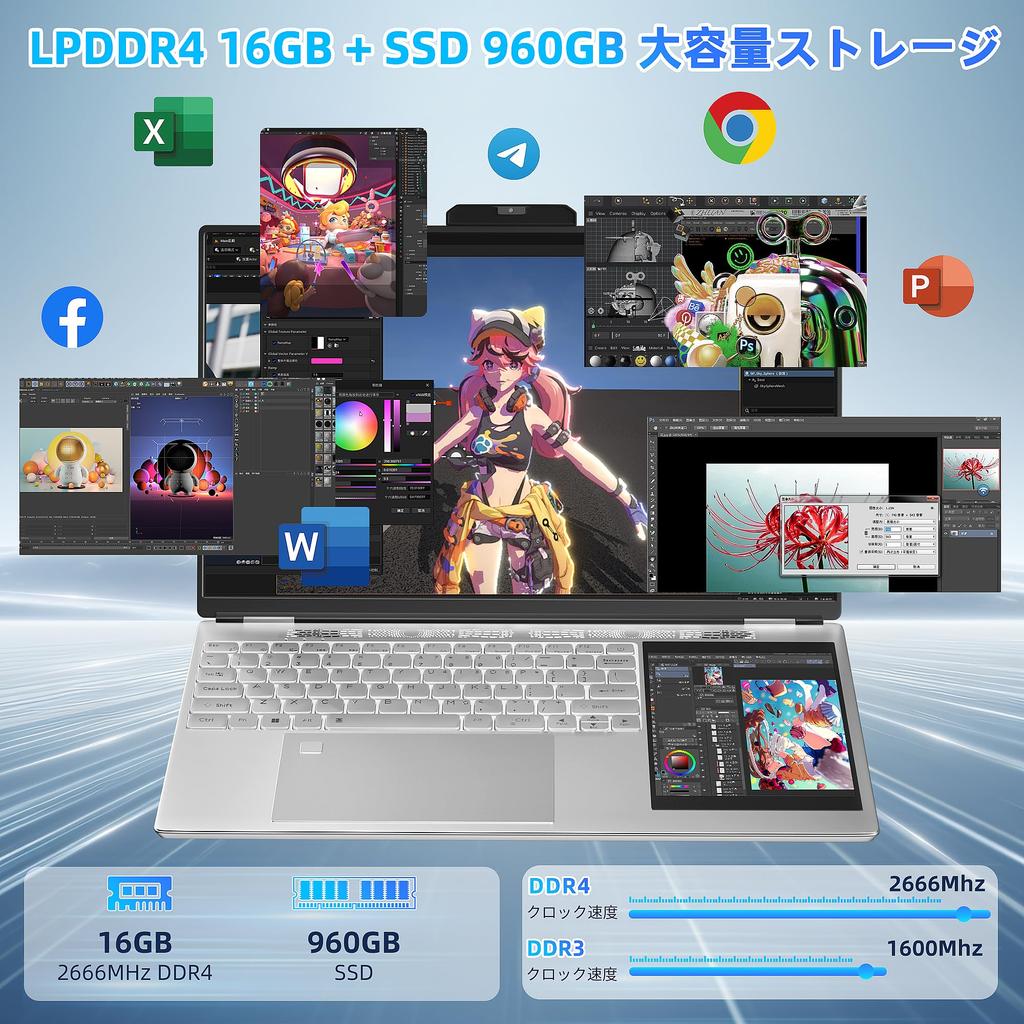 Lightweight and Thin Laptop with Windows 11 and Office 11th Generation Celeron N100 FHD IPS Angle Up To 16GB DDR4 960GB Japanese Keyboard with Screen