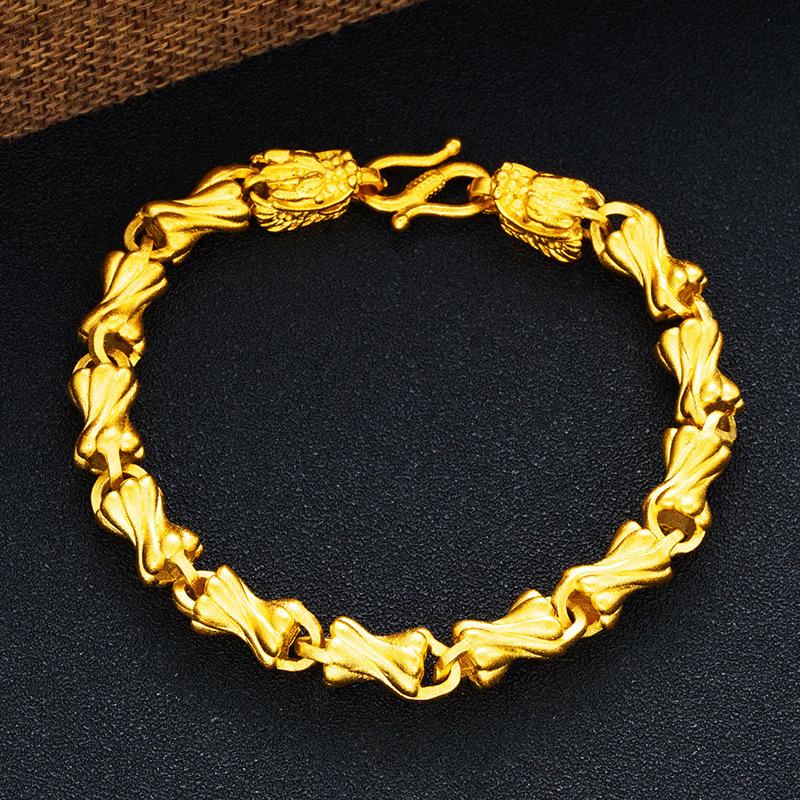 Sand Gold Dragon Head Bracelet Solid Model Vietnamese Sand Gold Men's and Women's Bracelet Jewelry Accessories Female