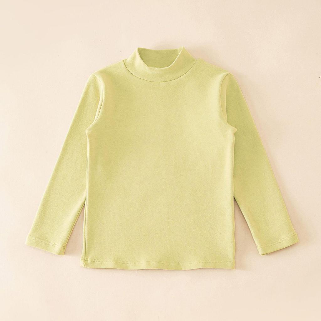 2024 Kids' Warm Long-Sleeve Mid-Collar Cotton T-Shirt for Autumn & Winter