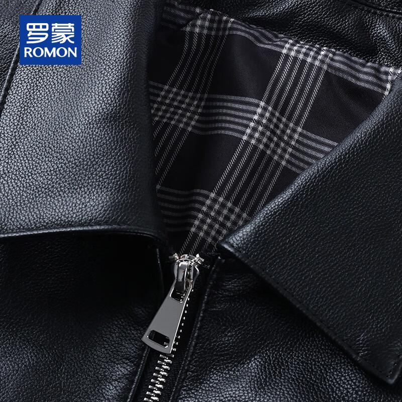ROMON Men's Genuine Leather Business Casual Biker Jacket