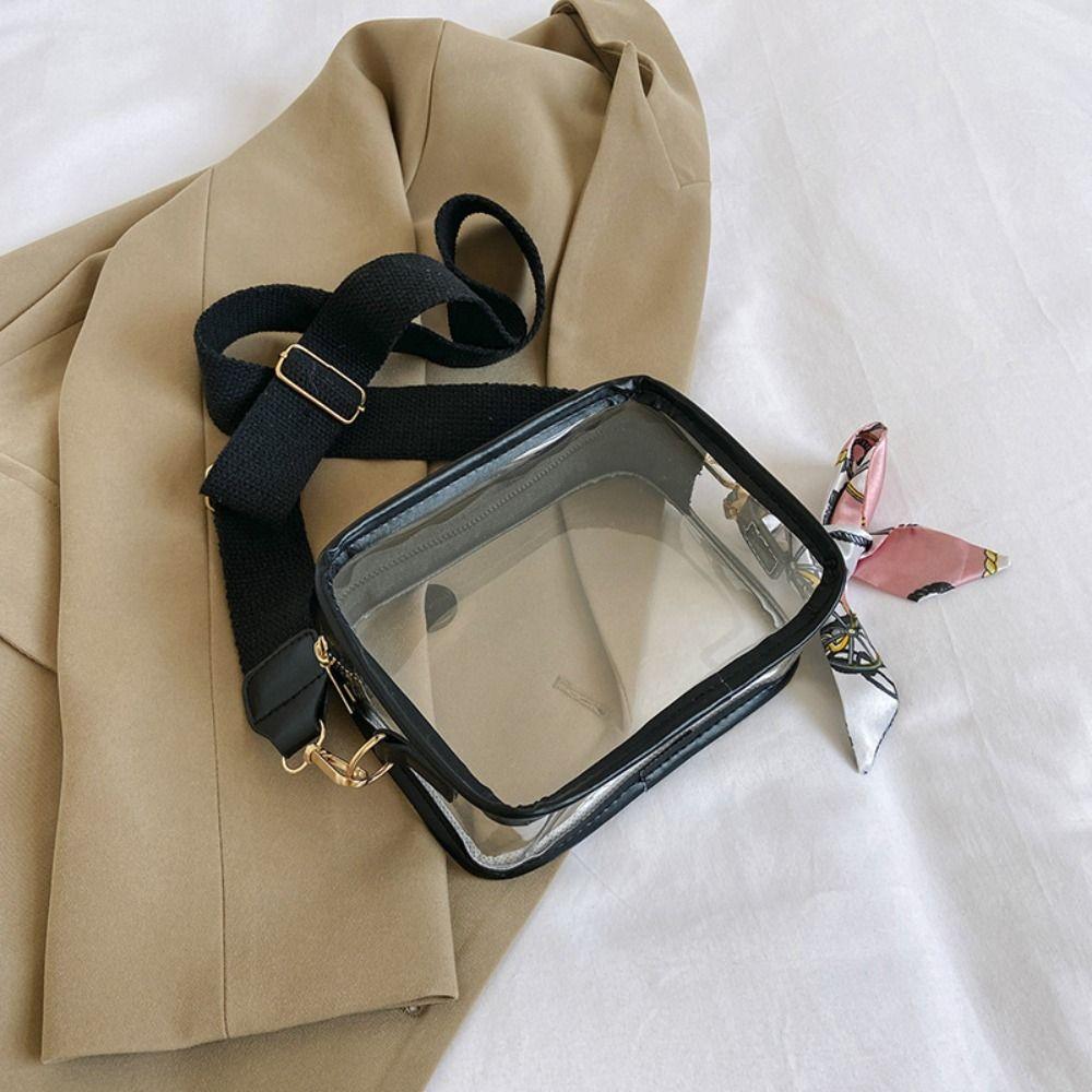 

Jelly Bag Transparent Jelly Crossbody Bag Clear Transparent Handbag Travel PVC Shoulder Bag Travel чёрный