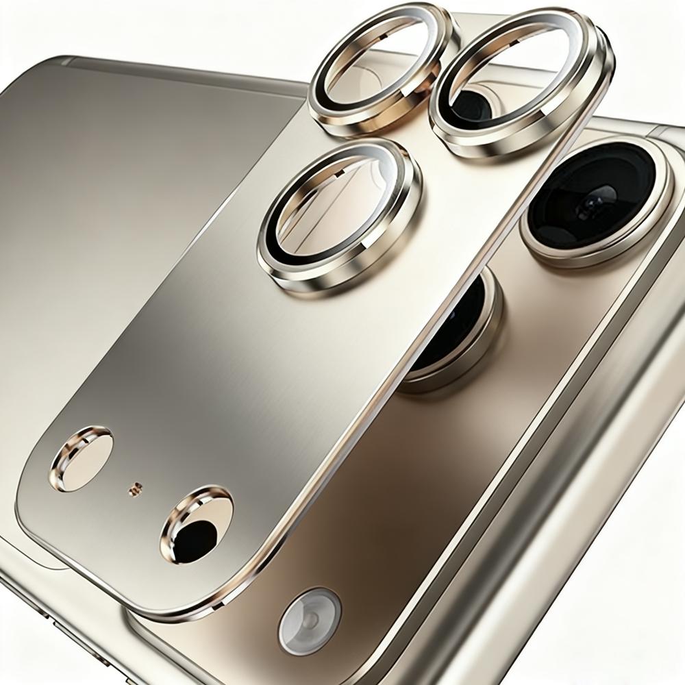 

2 комплекта Роскошная Защита Объектива Камеры Оригинального Цвета для iPhone 17 16 15 14 Pro Max Закаленное Стекло Металлическая Пленка для Объектива Аксессуары для Телефона For iPhone 14 золотой