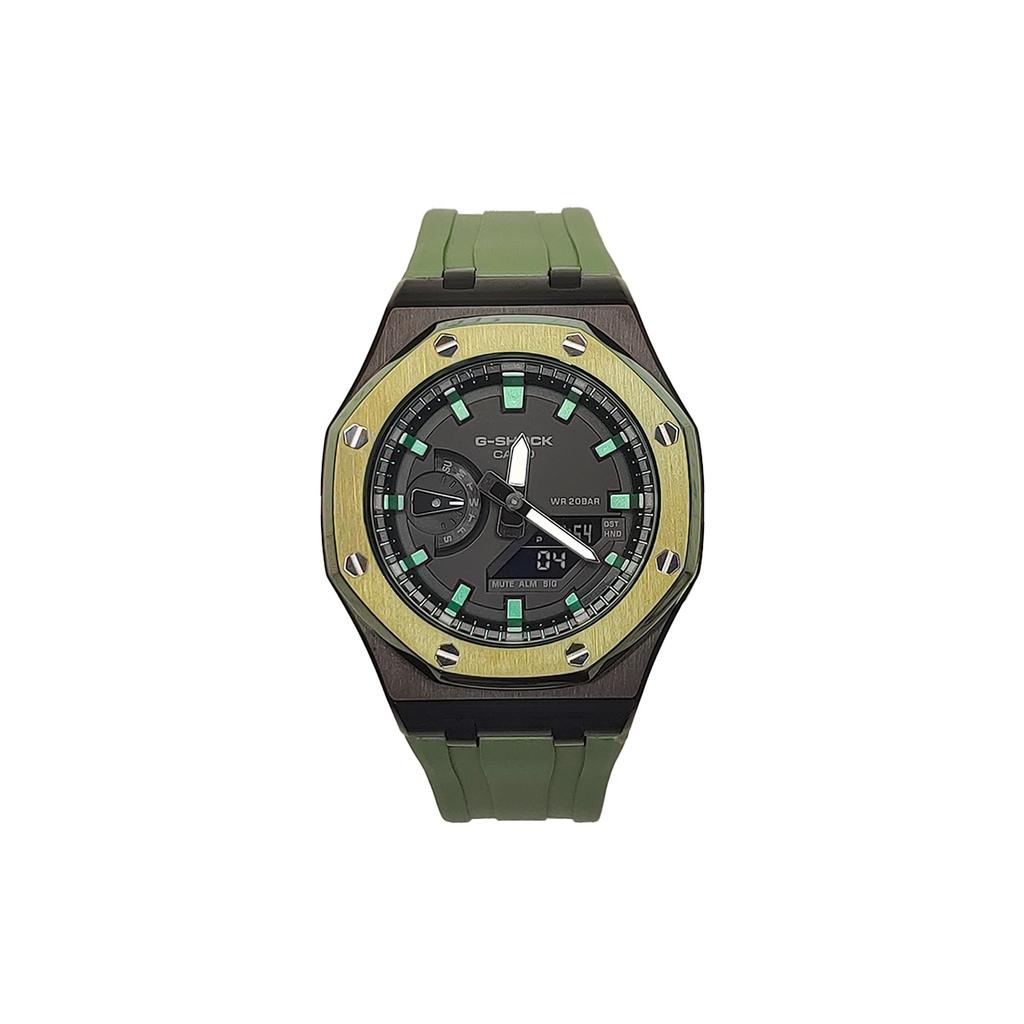 Casio Men Liquid Crystal,Analog Dual Display Series Black Watch GA-2100-1A1(Watch3--)