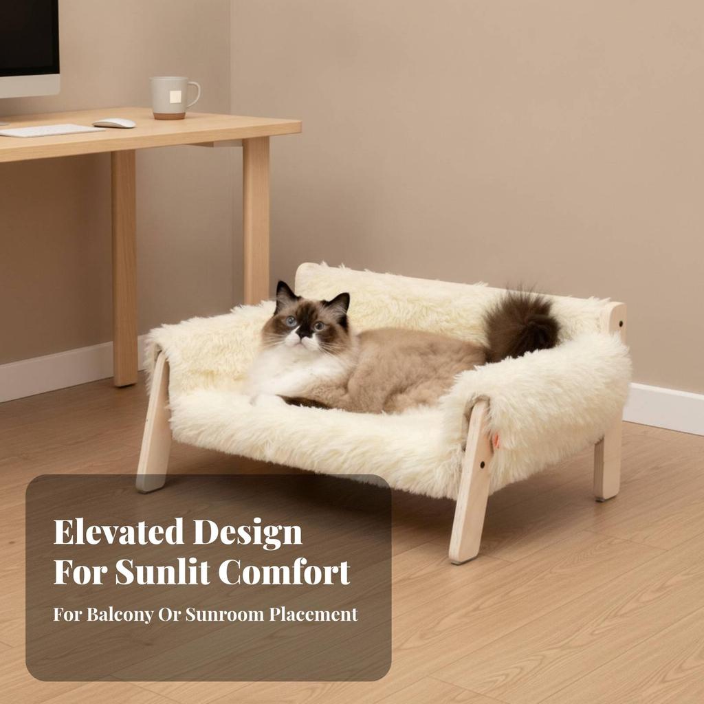 Wooden Elevated Cat Sofa Bed Soft Raised with Frame Pet