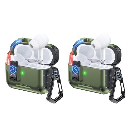 2Pcs Earbud Protective Case for AirPods Pro 3 Charging Case Shockproof Wireless Earphone Cover Protector Shell Skin with Safety Lock Phone Holder