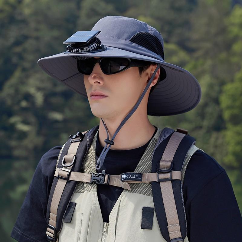 Solar Powered Fan Hat Men Women Outdoor Fishing Hiking UV Protection Breathable Quick Dry Wide Brim Sun