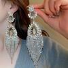 European and American Luxury Irregular Silver Needle Earrings with Rhinestone Inlay