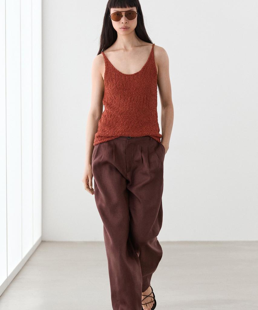 Masimodutti Linen Pleated Wide Fit Pants