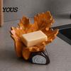 Elegant Resin Ornament for Home Creative Simulated Maple Leaf Soap Dish, Quick Drainage Laundry Modern Bathroom Sink Accessories Soap, Stylish