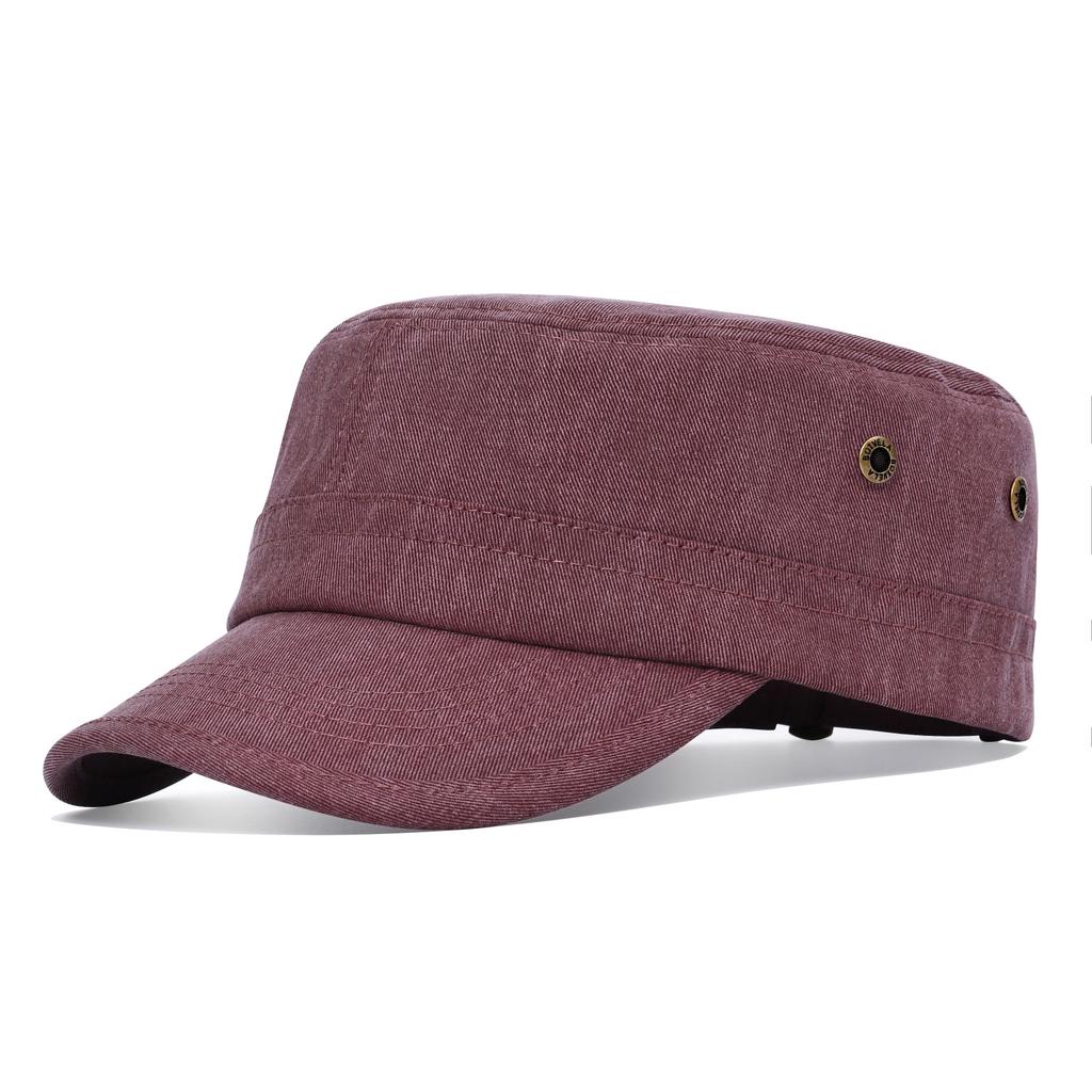 BOTVELA Men Women Cotton Twill Army Cap Adjustable Military Hat Vintage Flat Top Cap